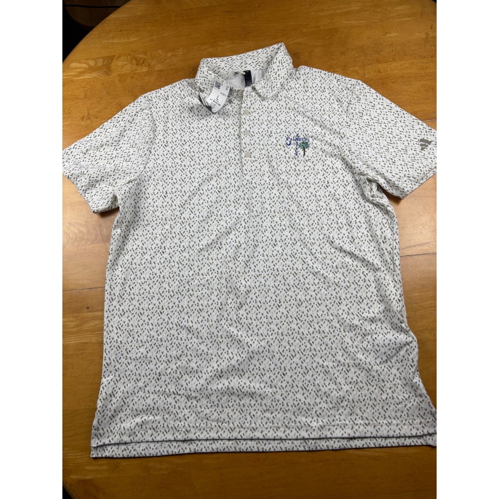 Adidas Golf Polo Shirt Mens Large White Grey Micro Argyle Palmetto Amateur Shirt